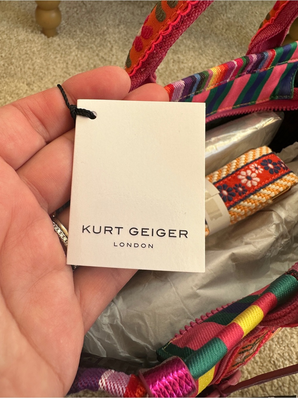 Kurt Geiger London Rainbow Fuchsia Southbank Small Shopper Tote NWT - Picture 7 of 16